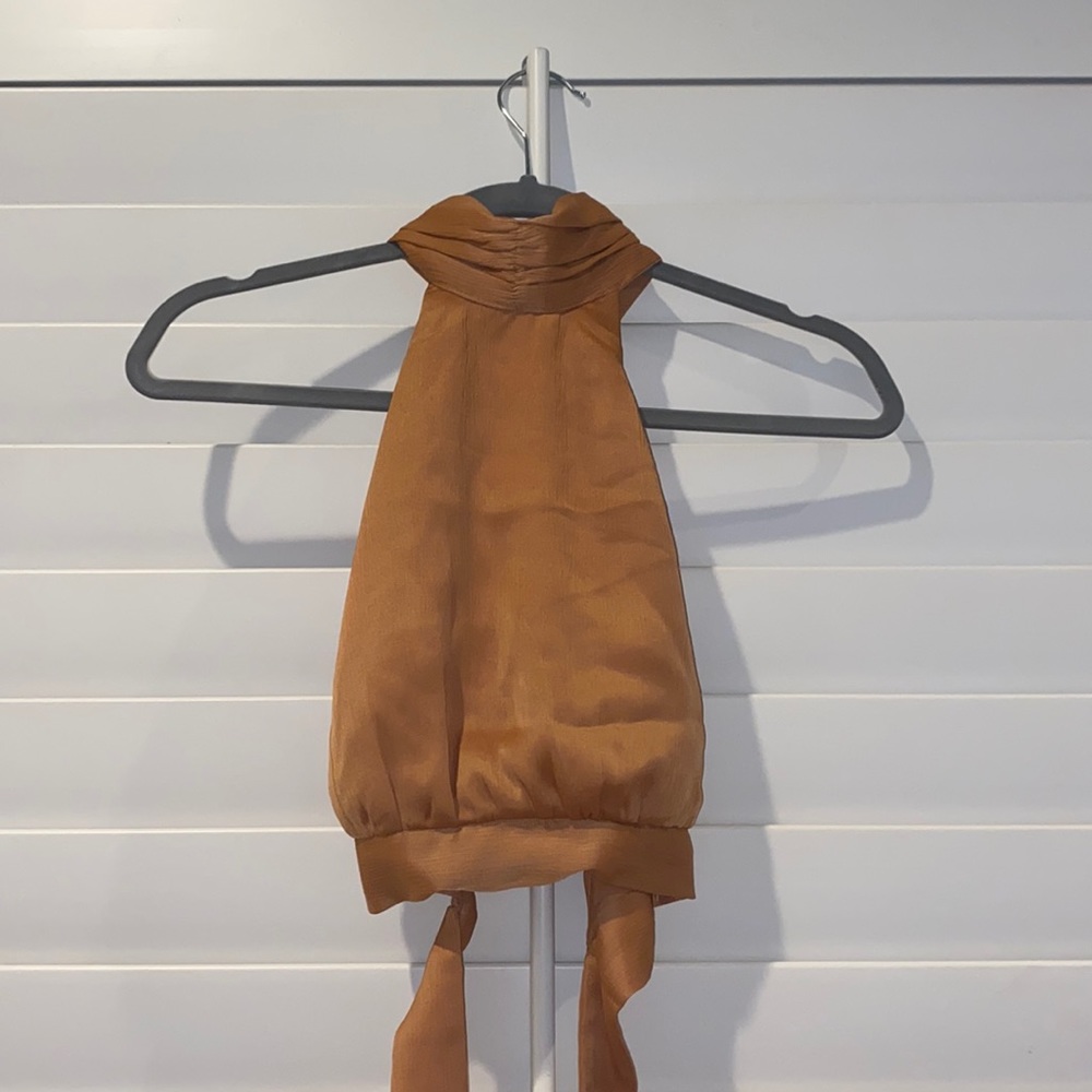 Orange high neck satin Princess Polly top